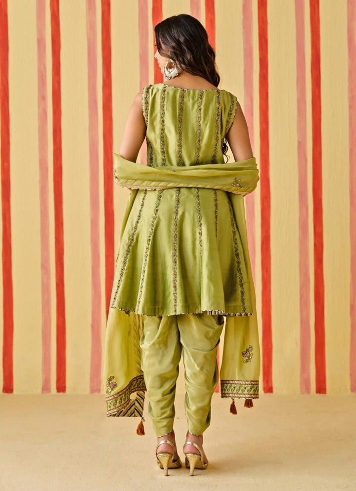 Studio Bagechaa Green Silk Kurta Dhoti SetFabilicious Fashion