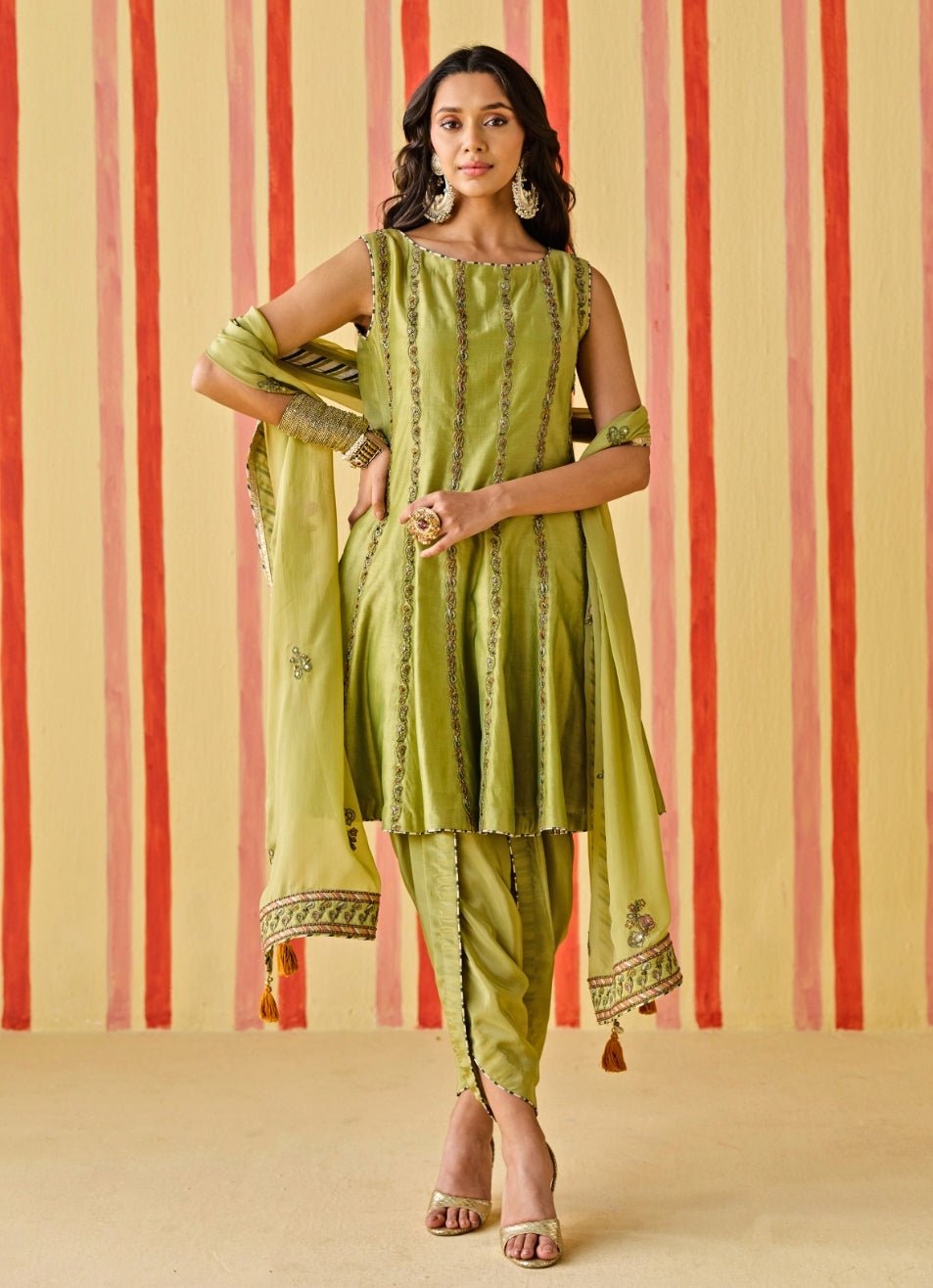 Studio Bagechaa Green Silk Kurta Dhoti SetFabilicious Fashion