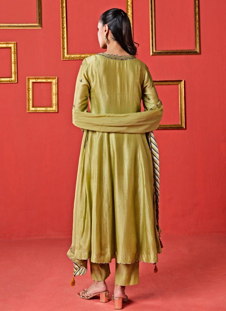 Studio Bagechaa Green Silk Kurta Pants SetFabilicious Fashion
