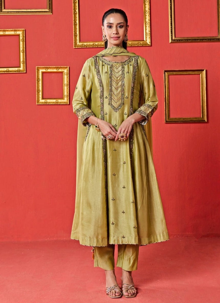 Studio Bagechaa Green Silk Kurta Pants SetFabilicious Fashion
