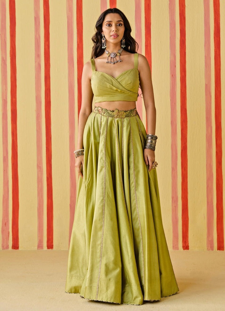 Studio Bagechaa Green Silk Lehenga Set With CapeFabilicious Fashion