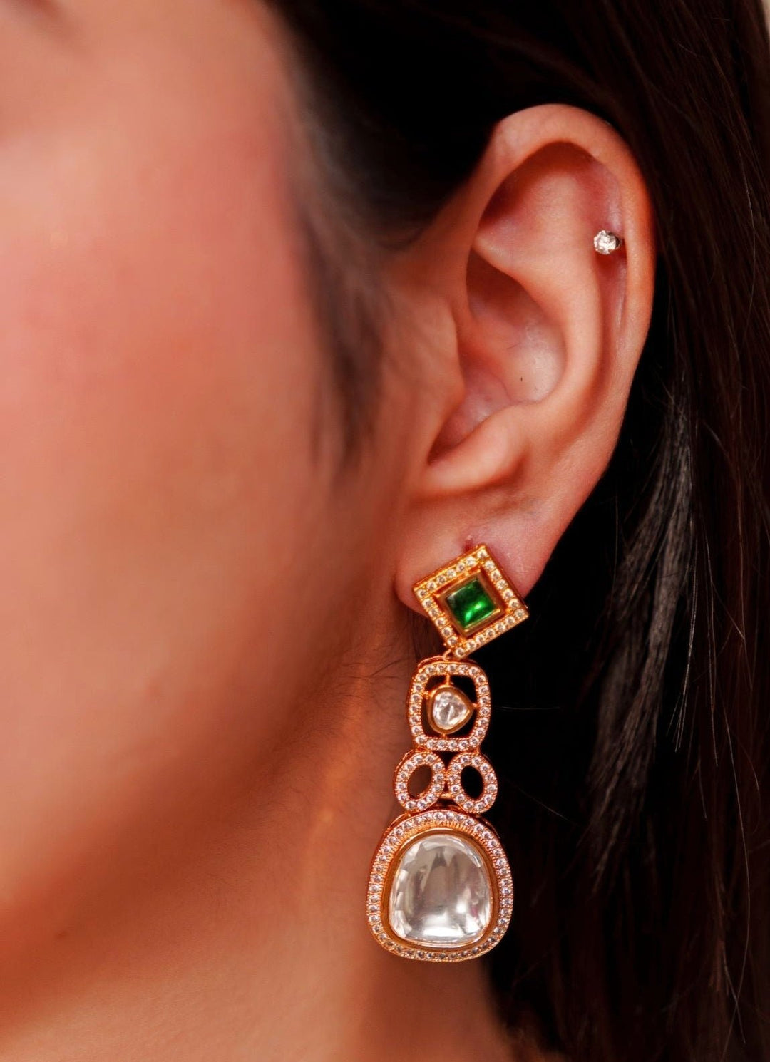 Green Stone Kundan Necklace Set Zevar By Geeta - Fabilicious Fashion
