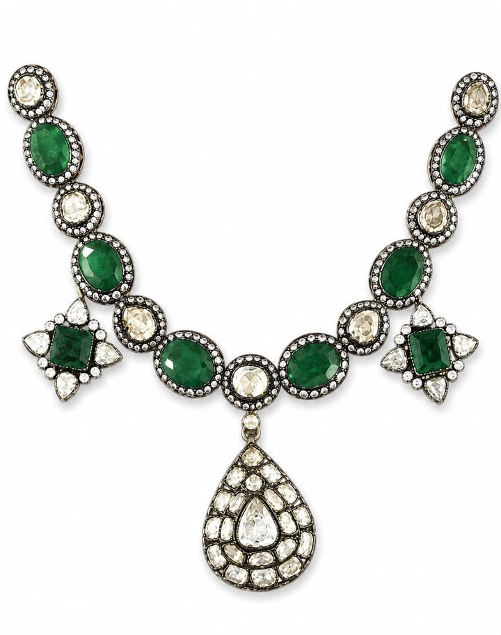 Vivinia By Vidhi Mehra Green Stone Polki Pendant NecklaceFabilicious Fashion