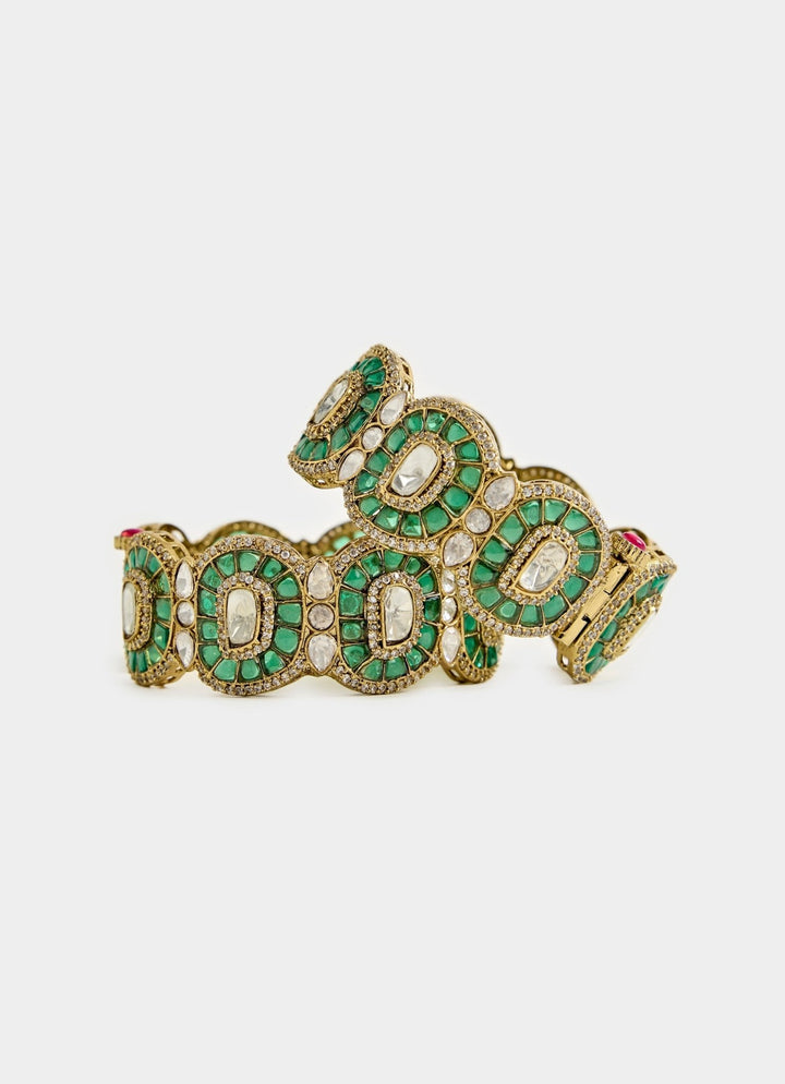 Green Stone Studded Designer Bangles Vivinia By Vidhi Mehra - Fabilicious Fashion