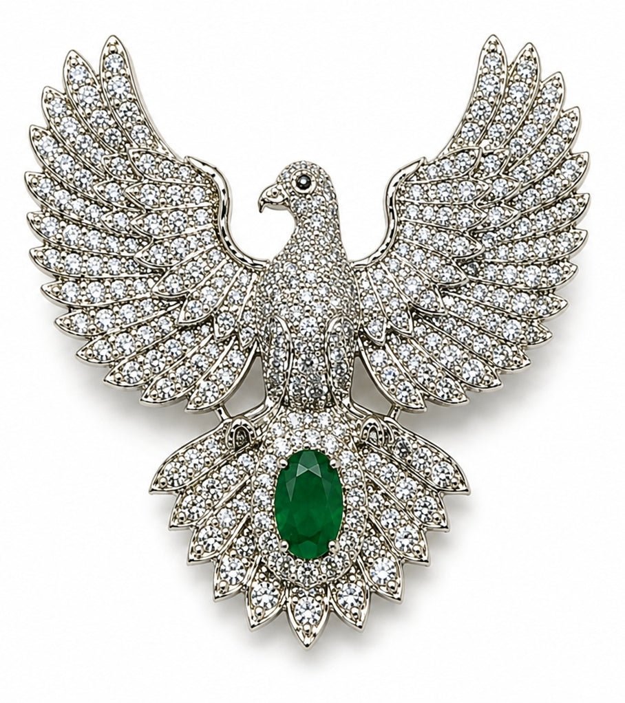 Vivinia By Vidhi Mehra Green Stone Zircon Bird BroochFabilicious Fashion