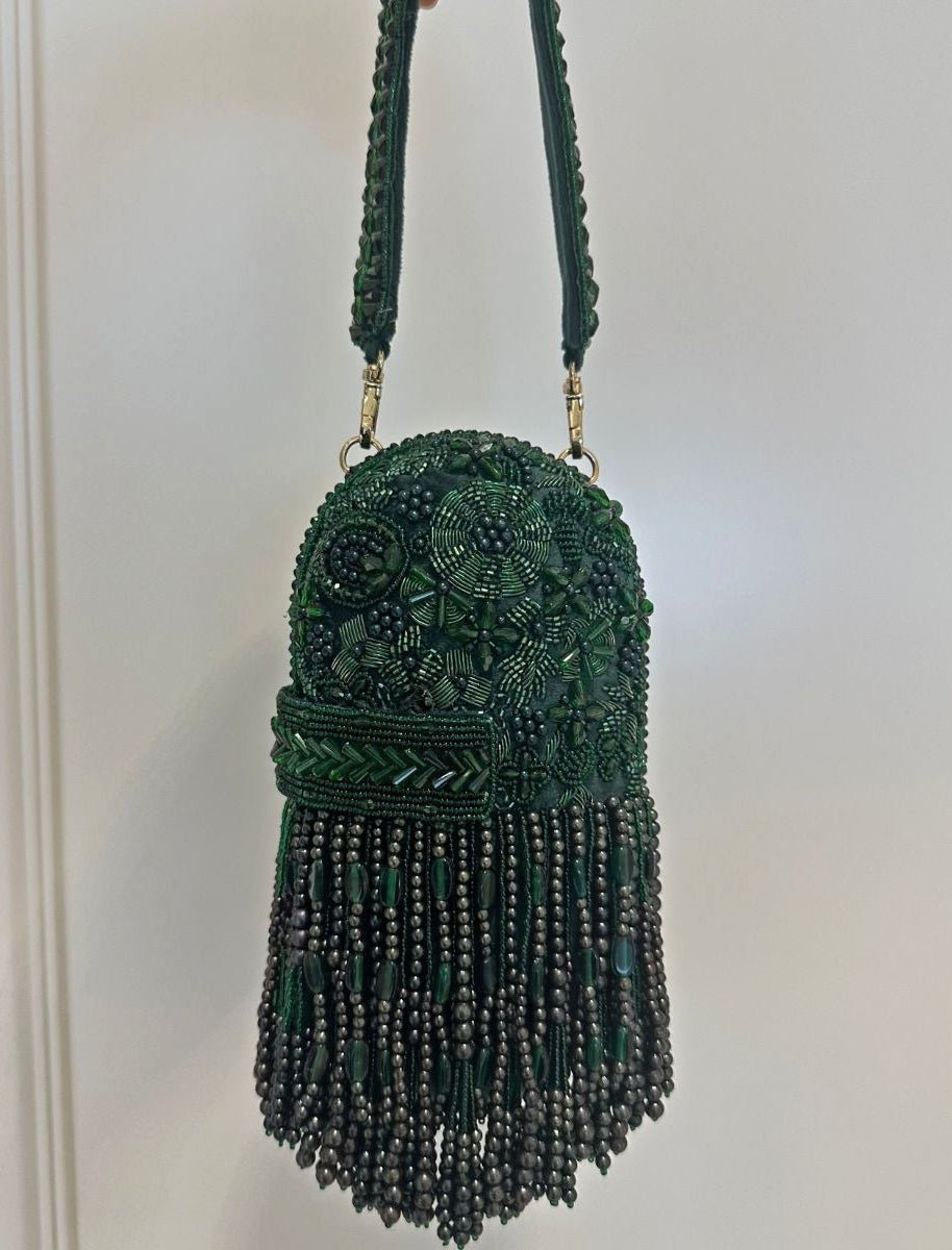 Green Suede Embellished Capsule Bag House of Kosha - Fabilicious Fashion