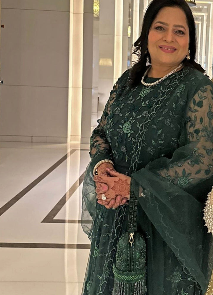 Green Suede Embellished Capsule Bag House of Kosha - Fabilicious Fashion