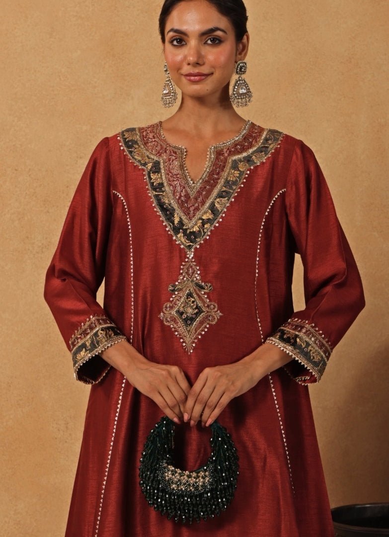 Green Suede Embellished Hobo Bag House of Kosha - Fabilicious Fashion