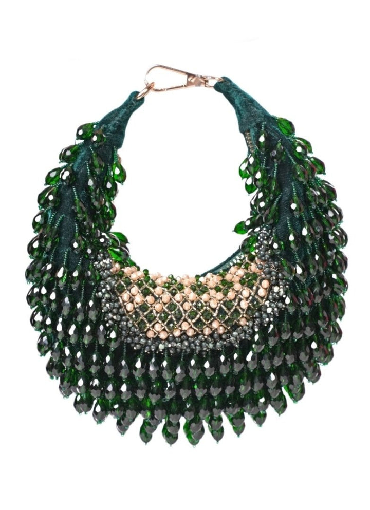 Green Suede Embellished Hobo Bag House of Kosha - Fabilicious Fashion