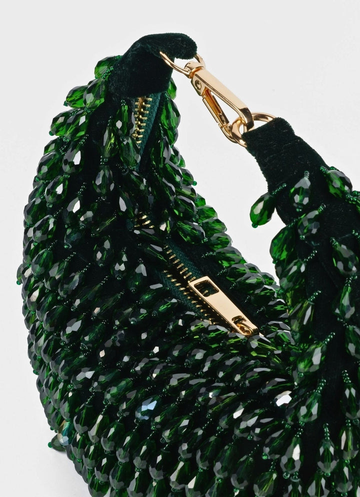 Green Suede Embellished Hobo Bag House of Kosha - Fabilicious Fashion