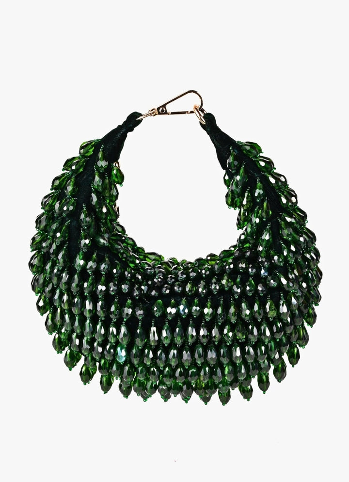 Green Suede Embellished Hobo Bag House of Kosha - Fabilicious Fashion