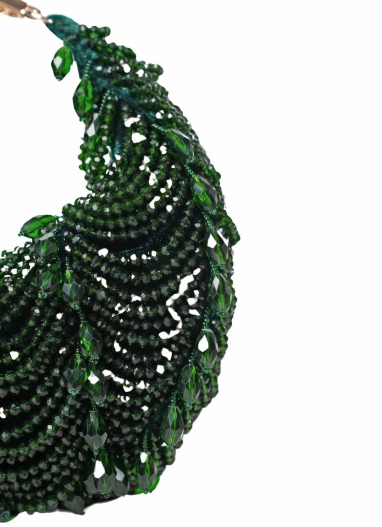 Green Suede Embellished Hobo Bag House of Kosha - Fabilicious Fashion