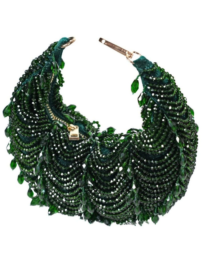 Green Suede Embellished Hobo Bag House of Kosha - Fabilicious Fashion