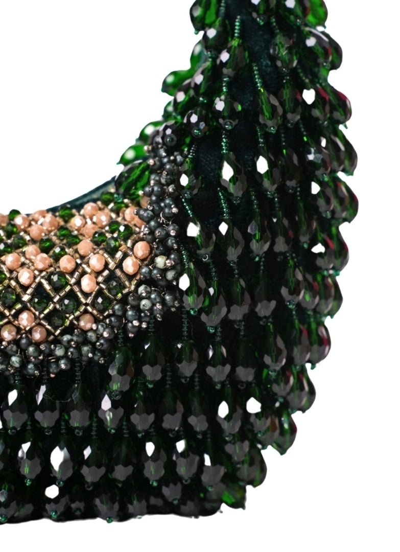 Green Suede Embellished Hobo Bag House of Kosha - Fabilicious Fashion