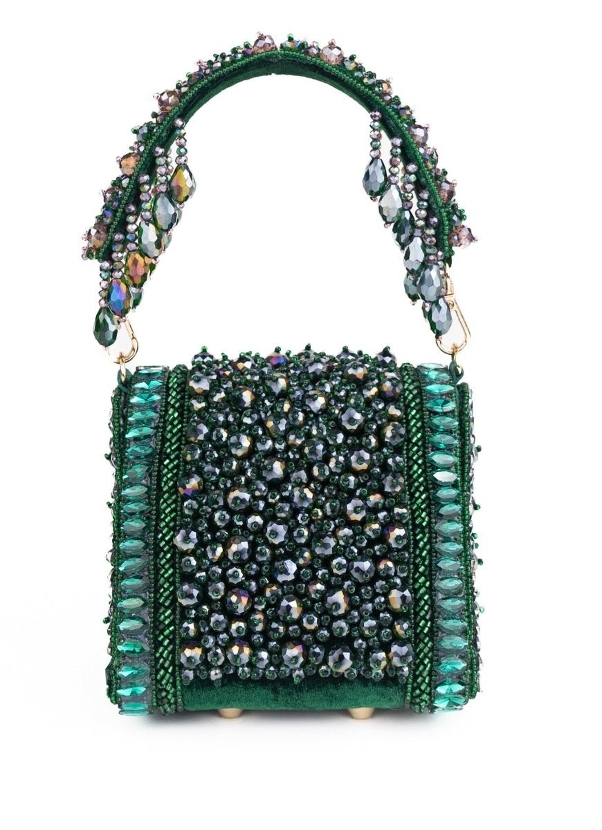 House of Kosha Green Suede Embellished Mini BagFabilicious Fashion
