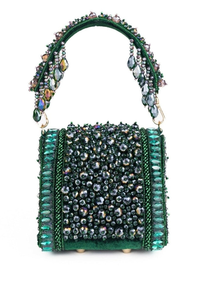 House of Kosha Green Suede Embellished Mini BagFabilicious Fashion