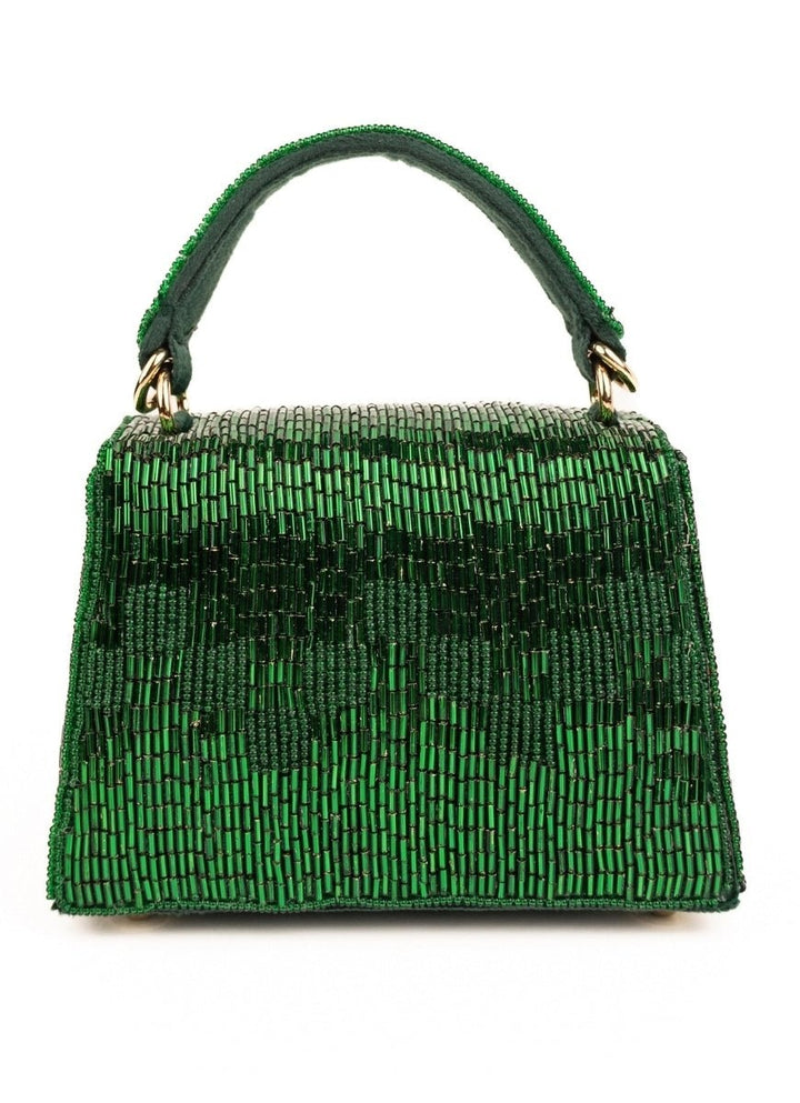 House of Kosha Green Suede Handcrafted Box BagFabilicious Fashion