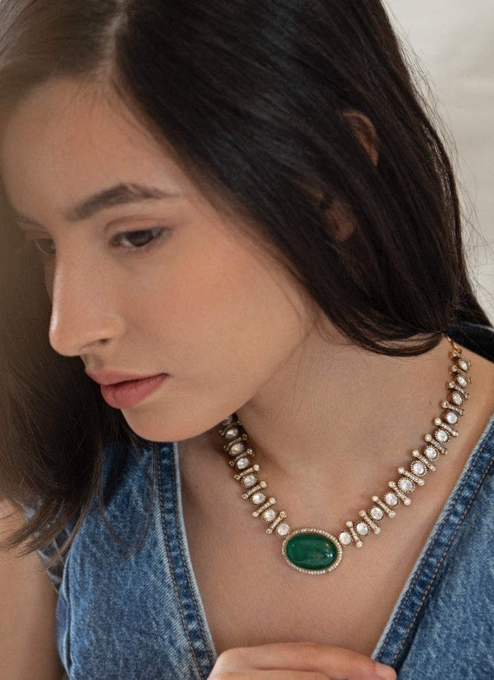 Do Taara Green Victorian Polki Necklace SetFabilicious Fashion