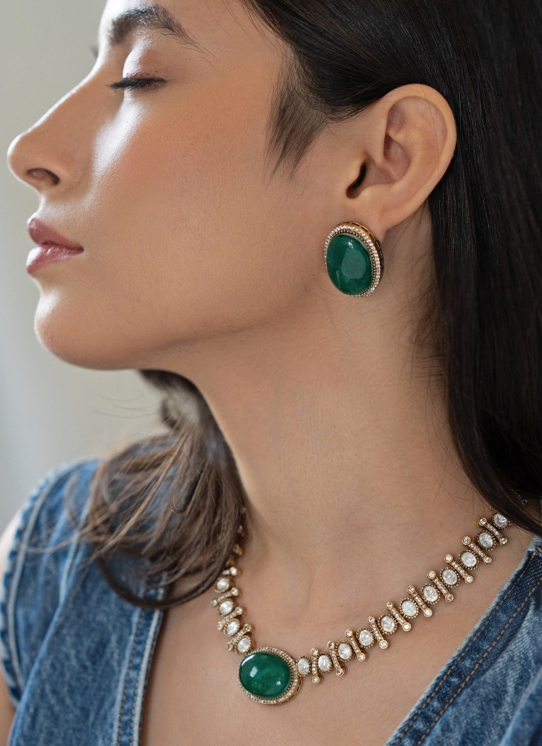 Do Taara Green Victorian Polki Necklace SetFabilicious Fashion