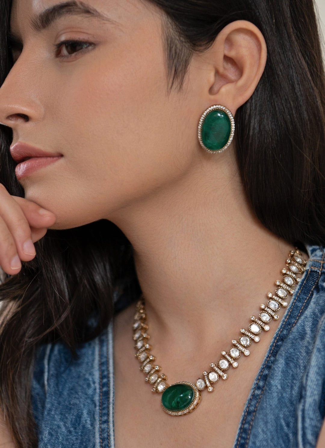 Do Taara Green Victorian Polki Necklace SetFabilicious Fashion