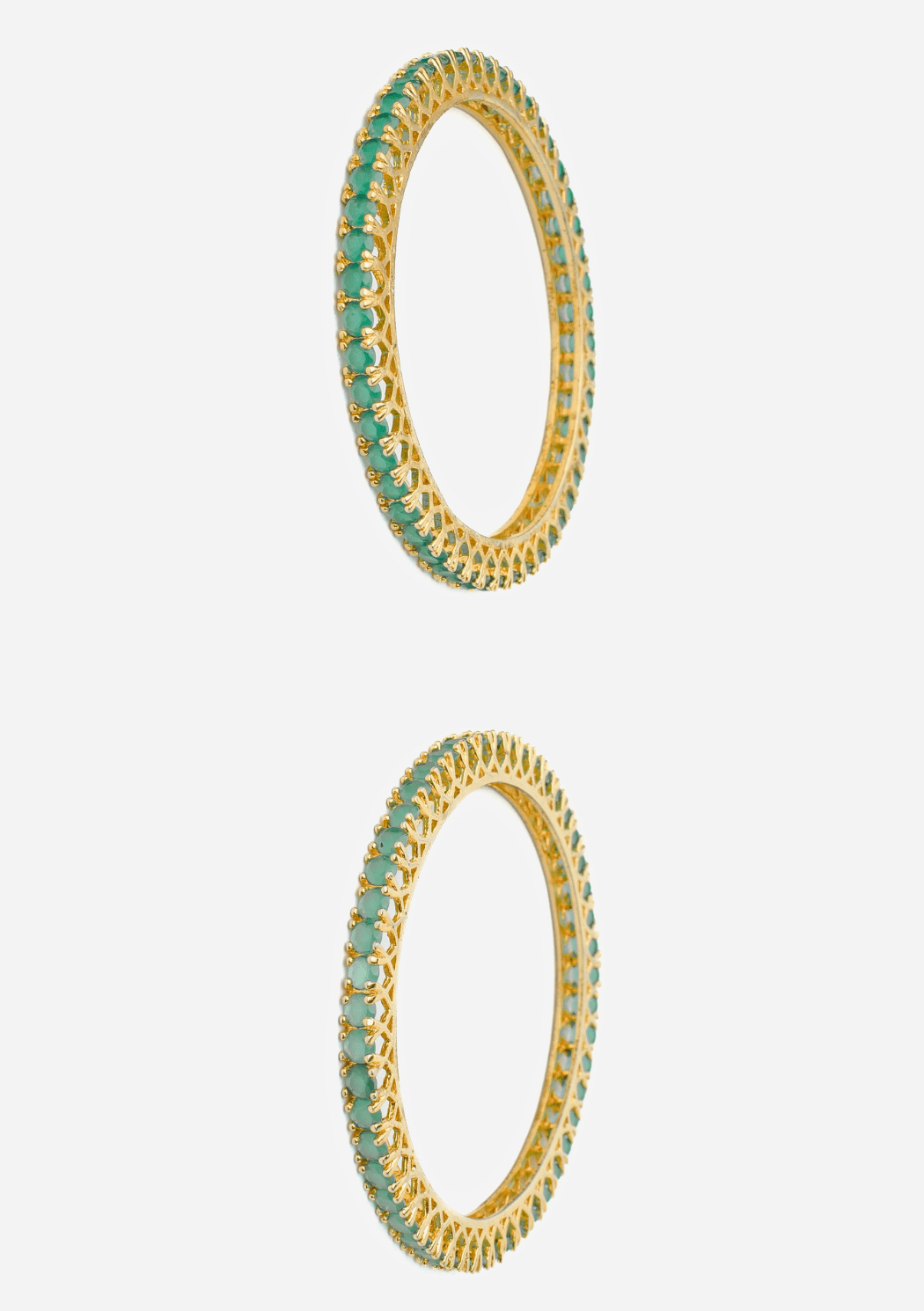 Green Zircon Gold Plated Bangles Vivinia by Vidhi Mehra - Fabilicious Fashion