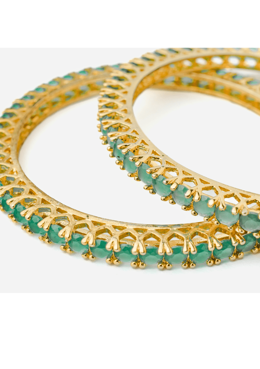 Green Zircon Gold Plated Bangles Vivinia by Vidhi Mehra - Fabilicious Fashion