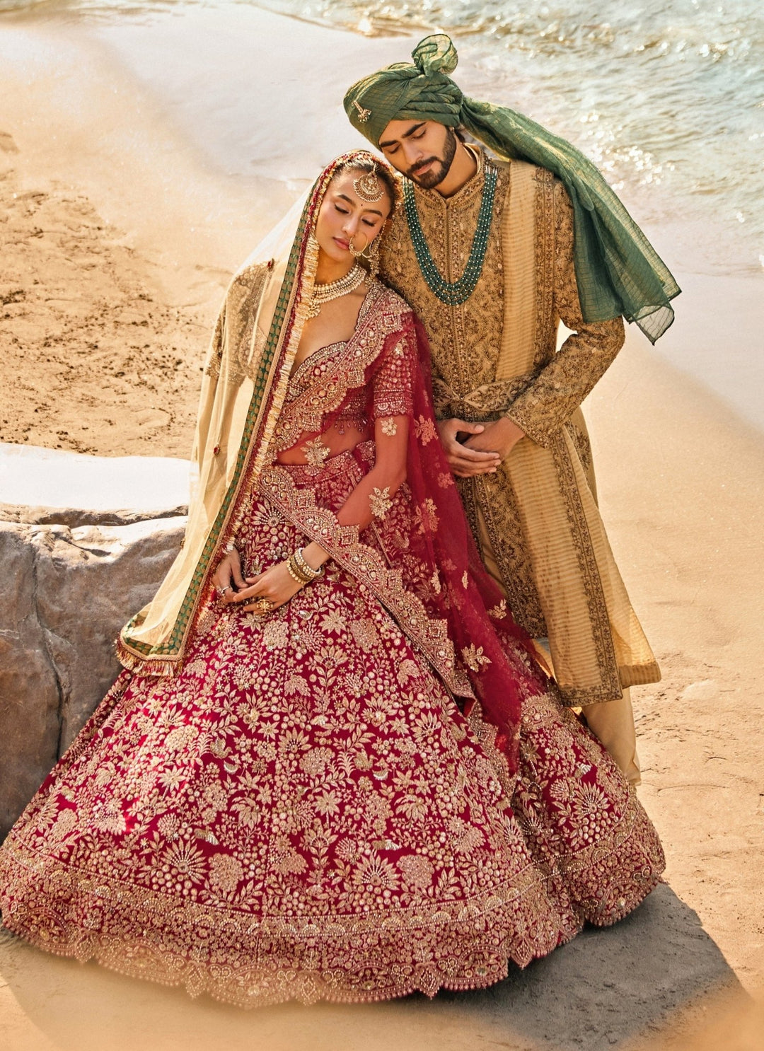 Nitika Gujral - Men Greenish Gold Matka Silk Sherwani SetFabilicious Fashion