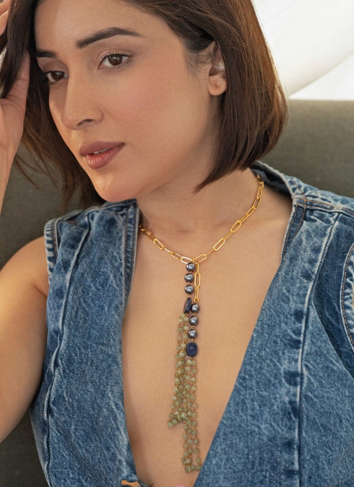 Do Taara Grey And Green Pearls NecklaceFabilicious Fashion