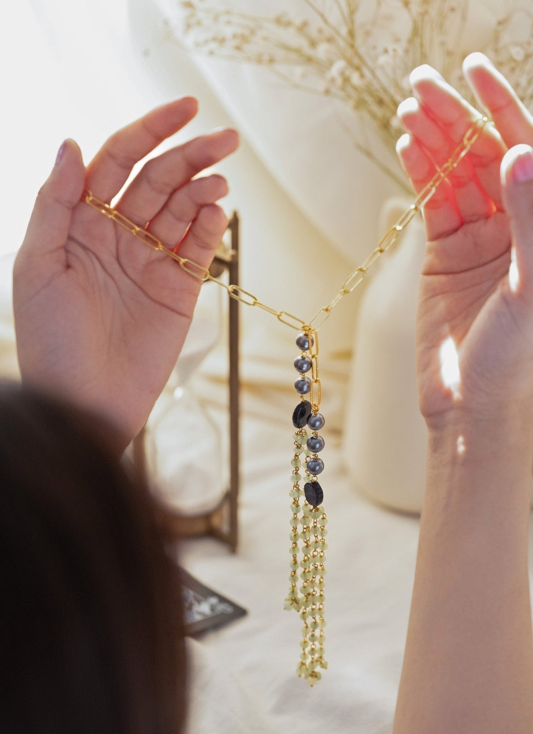 Do Taara Grey And Green Pearls NecklaceFabilicious Fashion