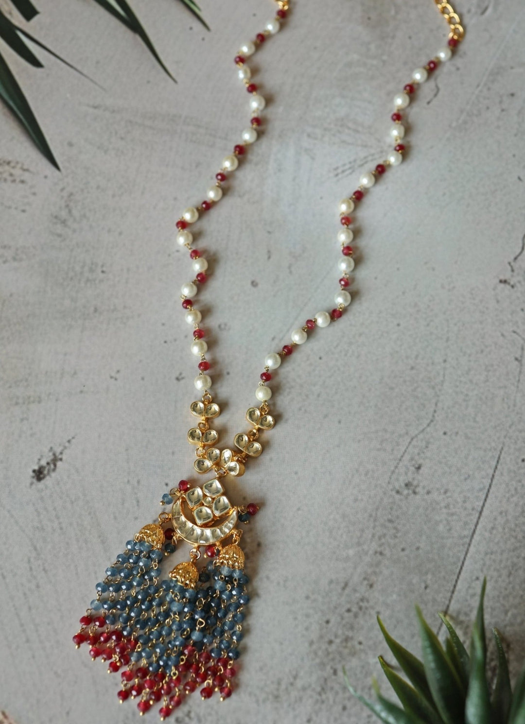Do Taara Grey And Red Onyx NecklaceFabilicious Fashion