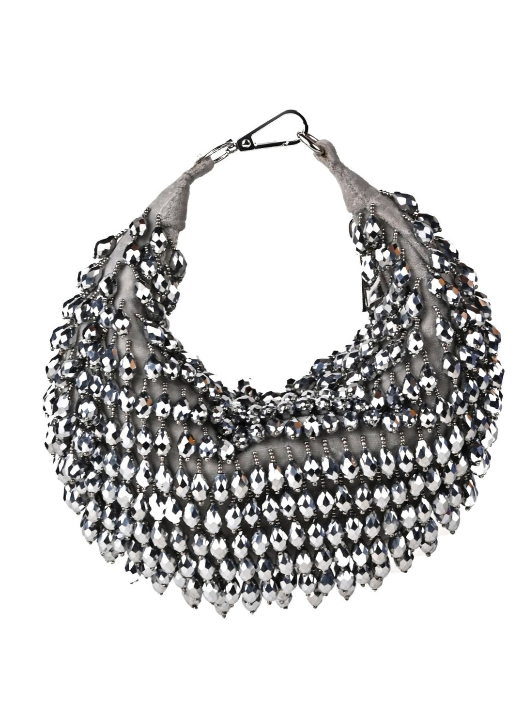 Grey And Silver Suede Embellished Hobo Bag House of Kosha - Fabilicious Fashion