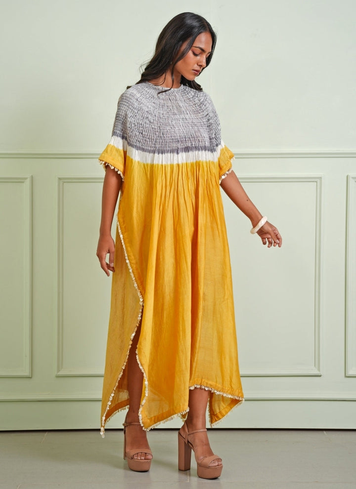 Twenty Nine Grey And Yellow Tissue KaftanFabilicious Fashion