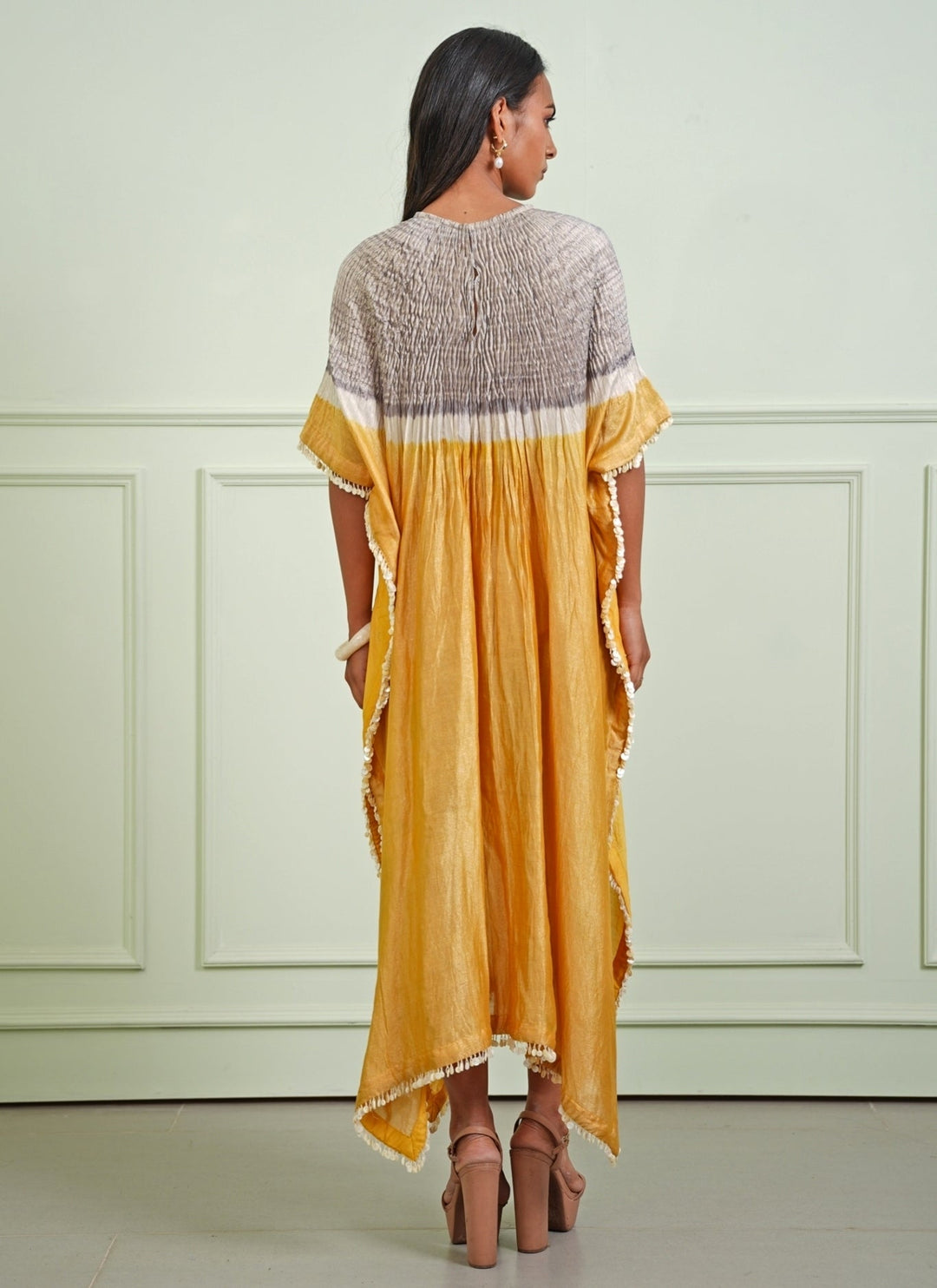 Twenty Nine Grey And Yellow Tissue KaftanFabilicious Fashion