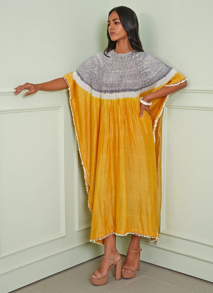 Twenty Nine Grey And Yellow Tissue KaftanFabilicious Fashion