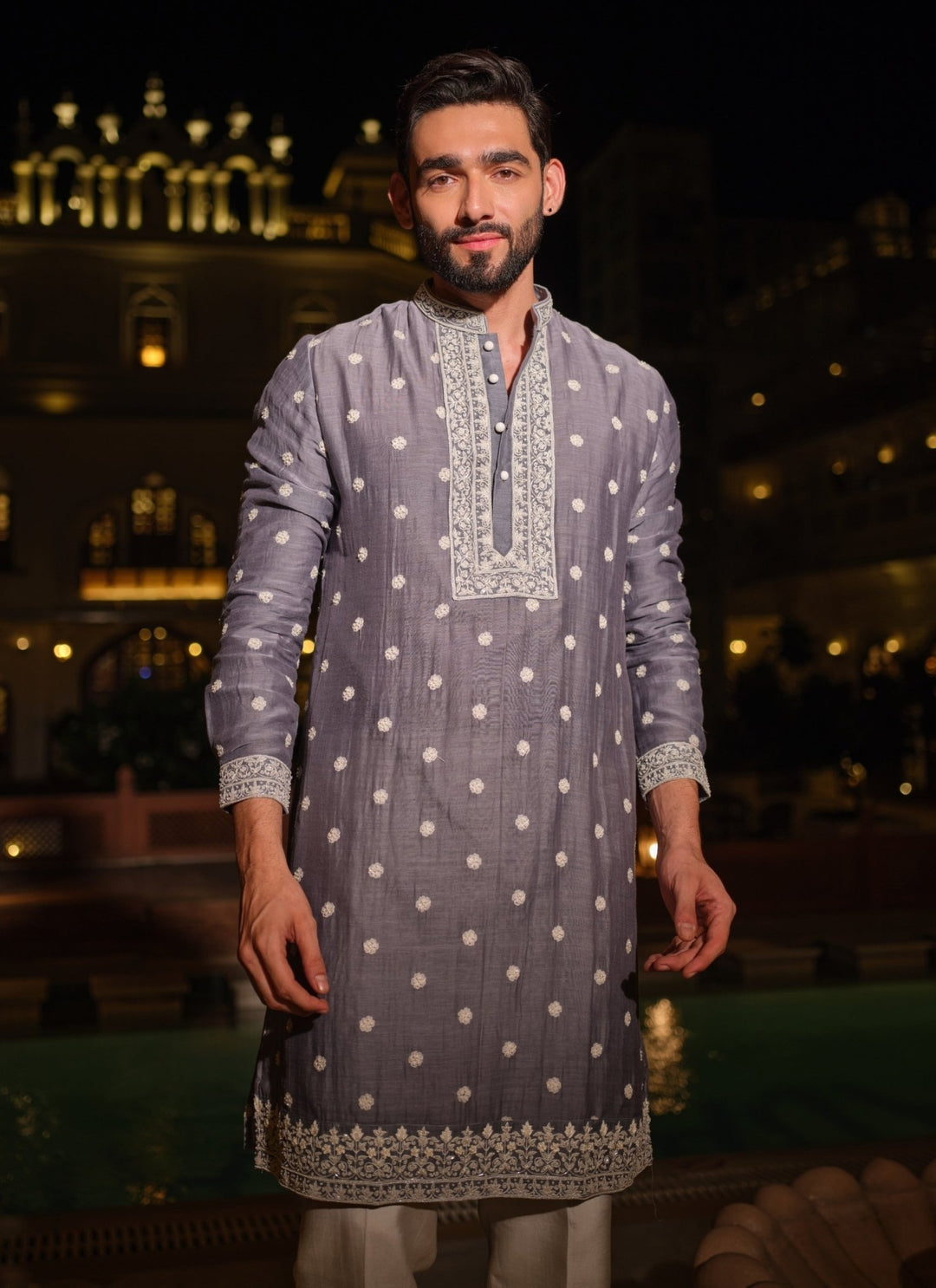 Darzi House Grey Cotton Chanderi Kurta SetFabilicious Fashion