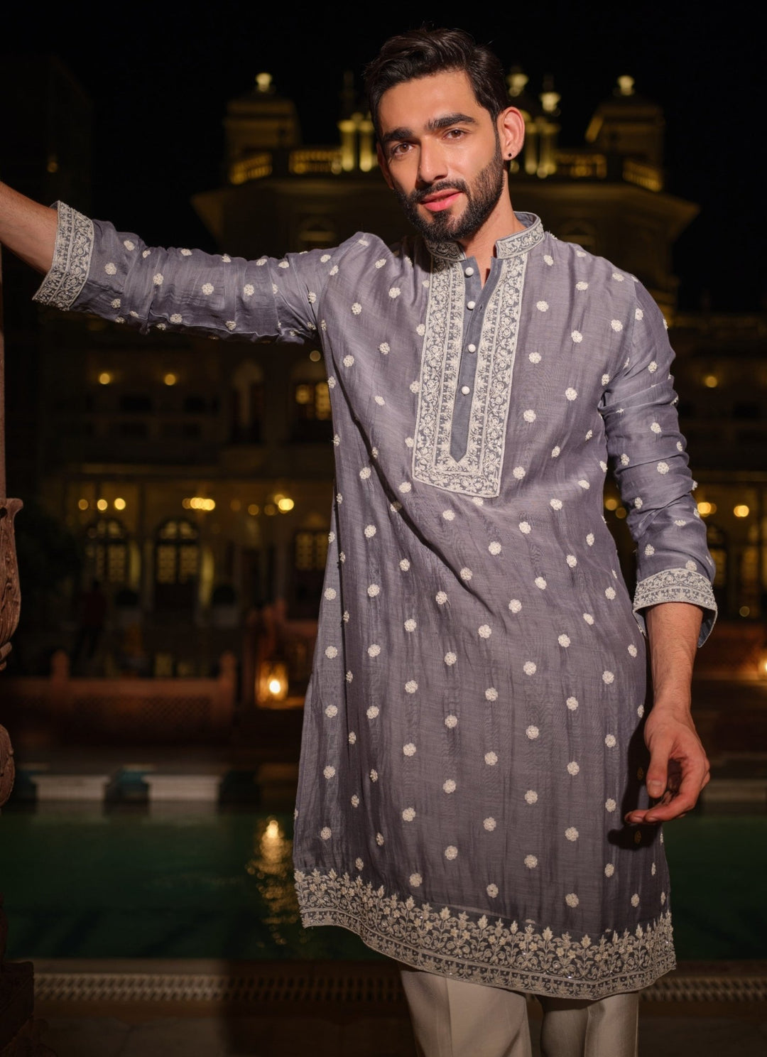 Darzi House Grey Cotton Chanderi Kurta SetFabilicious Fashion