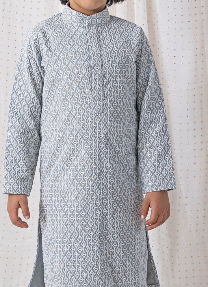 Grey Cotton Kurta Pants Set Chotibuti - Fabilicious Fashion