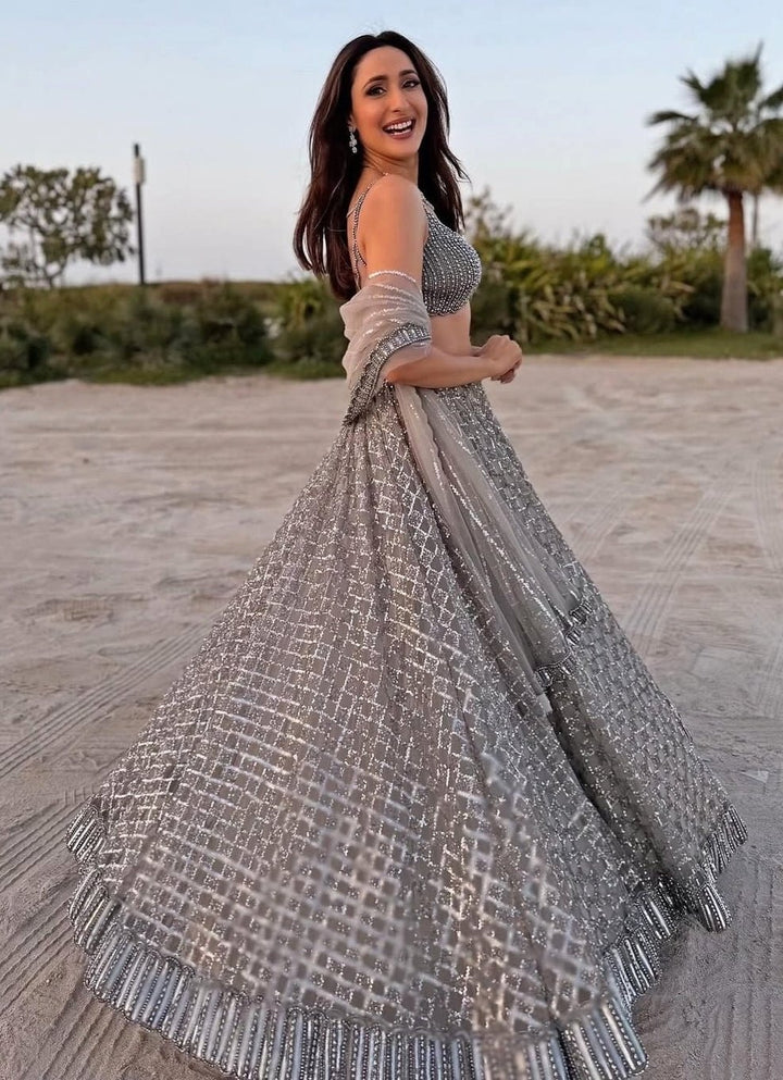 Vvani by Vani Vats Grey Crystal And Sequin Embroidered LehengaFabilicious Fashion
