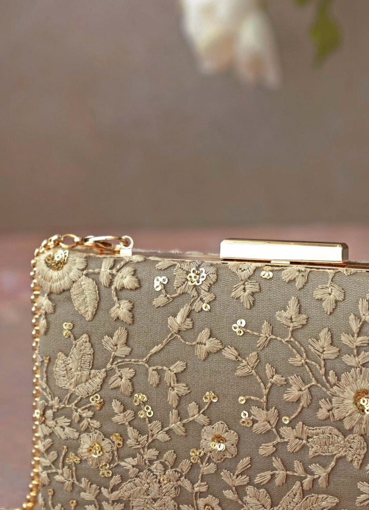 Grey Embroidered Clutch AMYRA - Fabilicious Fashion