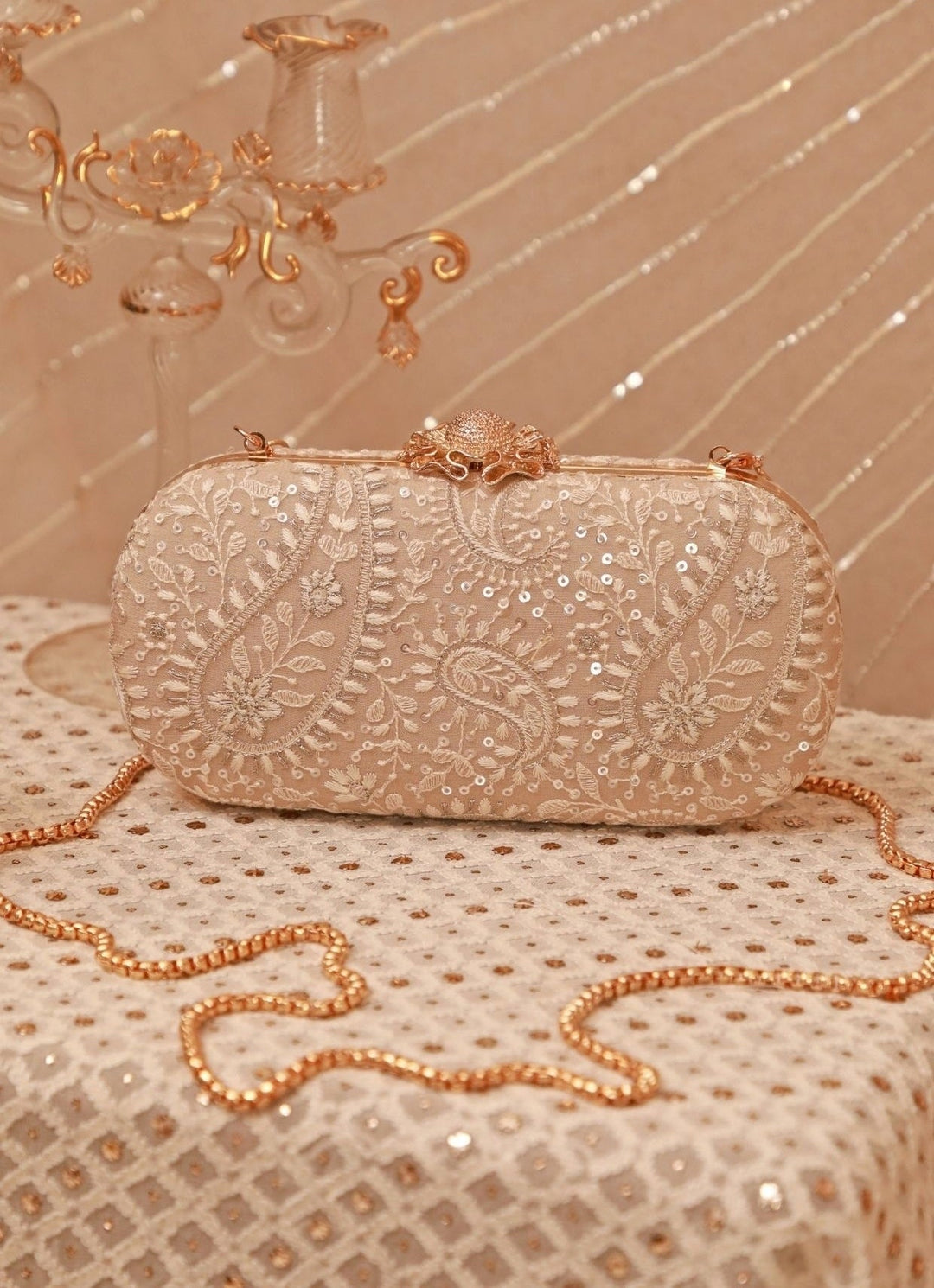 Amyra Grey Embroidered Georgette ClutchFabilicious Fashion