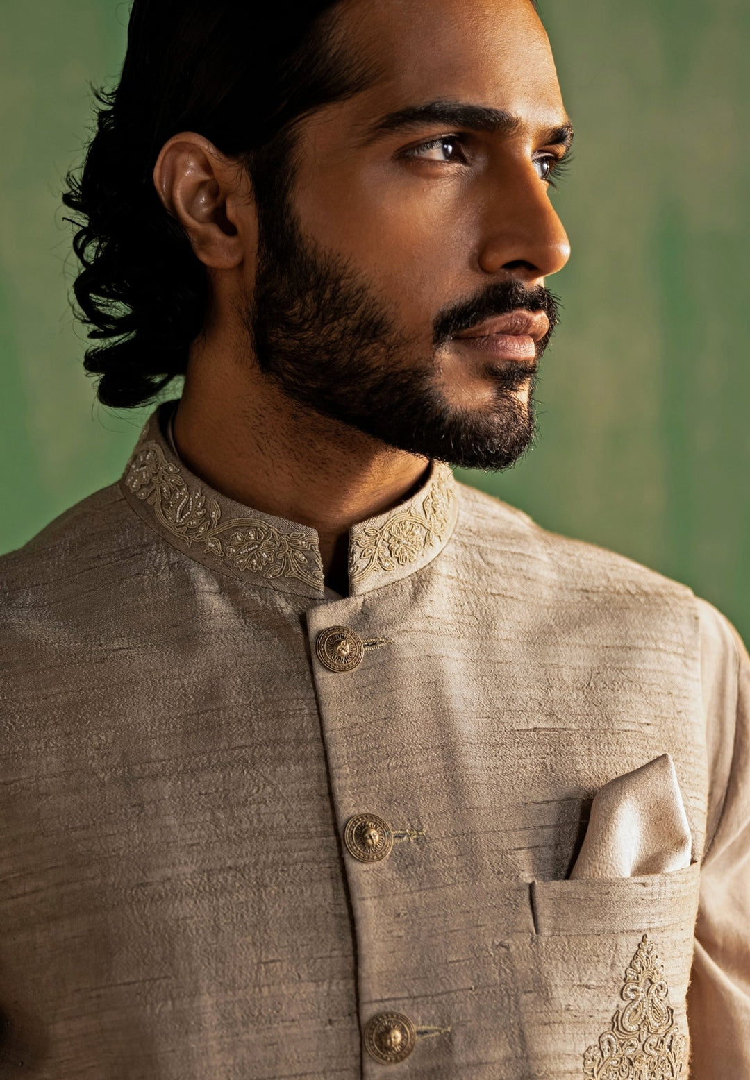 Grey Embroidered Kurta Bundi Set Studio Bagechaa - Men - Fabilicious Fashion