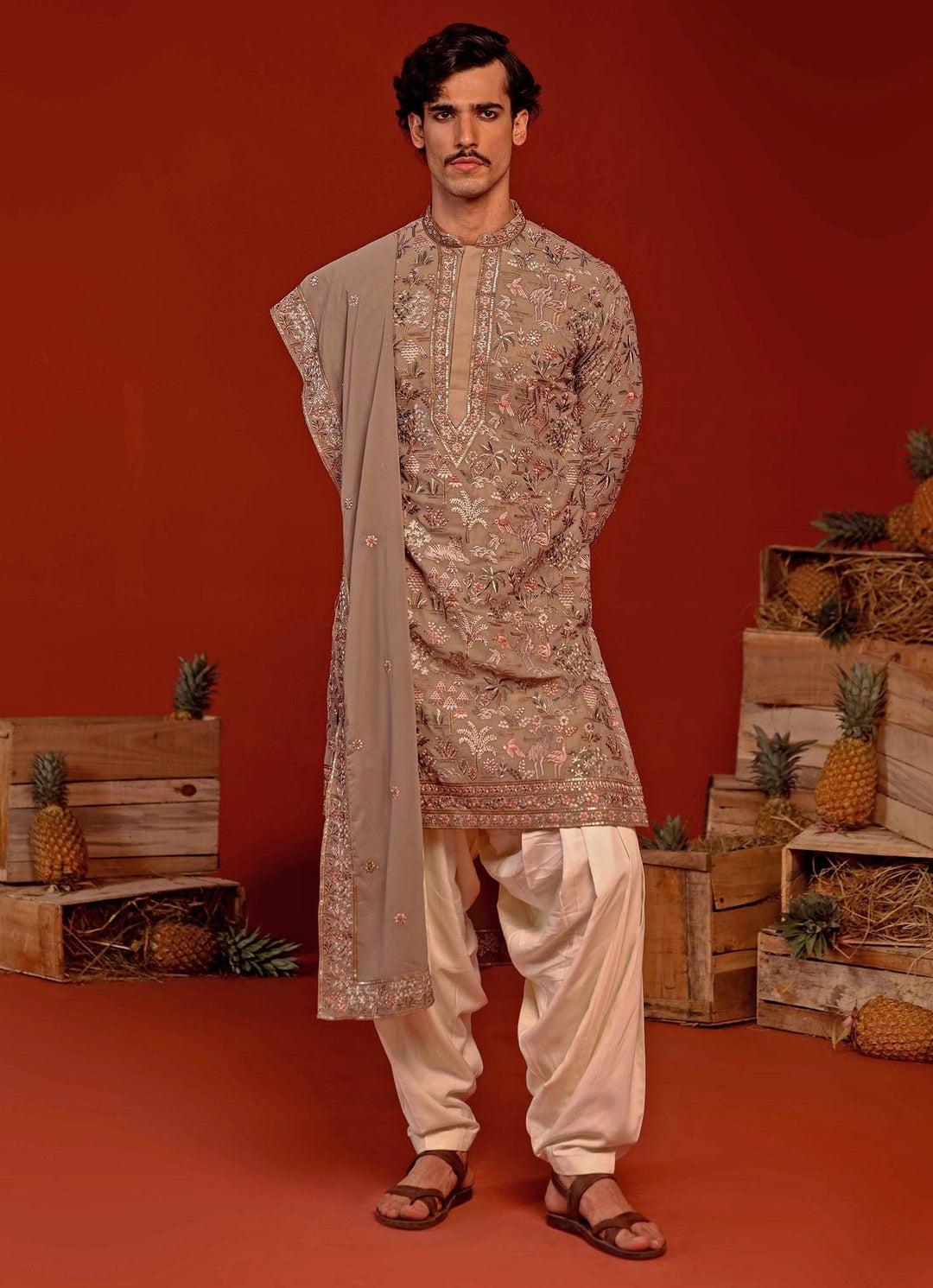 Grey Embroidered Kurta Patiala Pant Set Kalpraag - Fabilicious Fashion