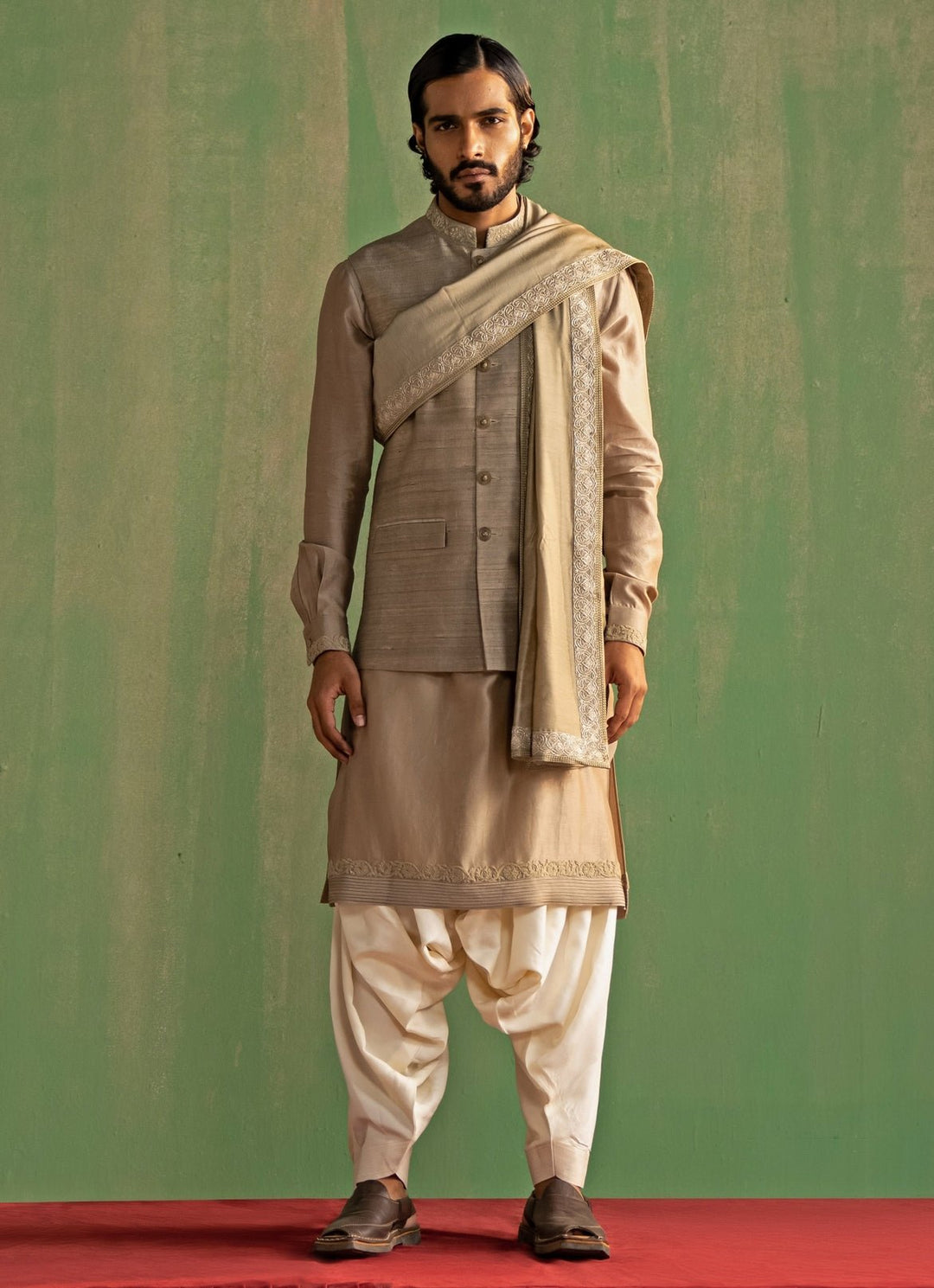 Grey Embroidered Nehru Jacket Set Studio Bagechaa - Men - Fabilicious Fashion