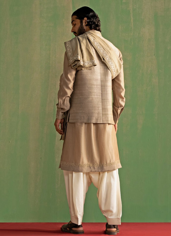Grey Embroidered Nehru Jacket Set Studio Bagechaa - Men - Fabilicious Fashion