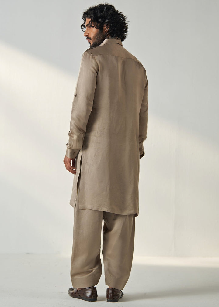 Grey Embroidered Pathani Kurta Set Studio Bagechaa - Men - Fabilicious Fashion