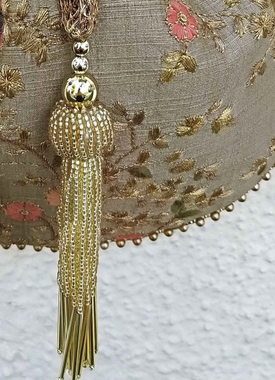 Grey Embroidered Potli AMYRA - Fabilicious Fashion