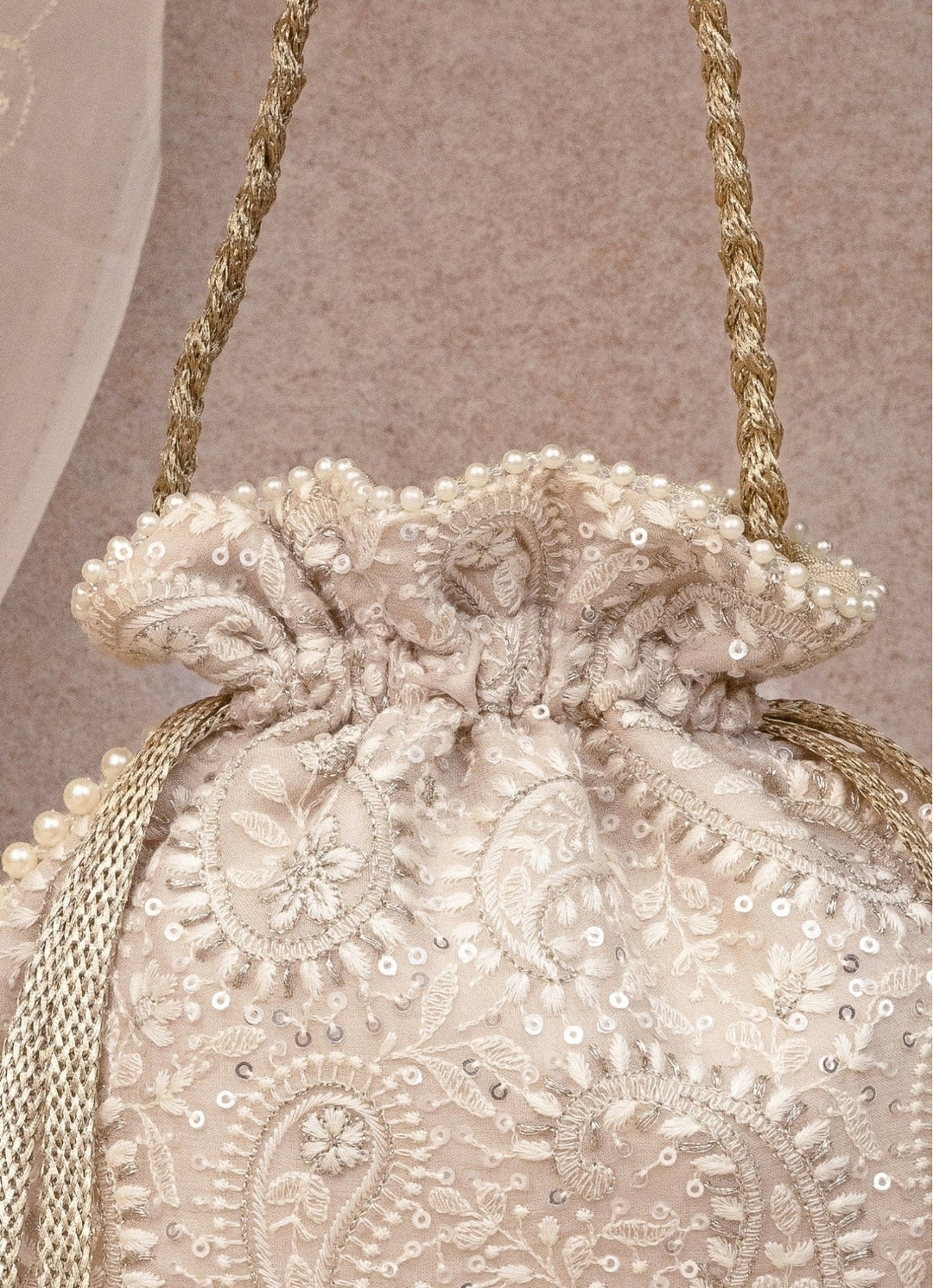 Grey Embroidered Potli AMYRA - Fabilicious Fashion