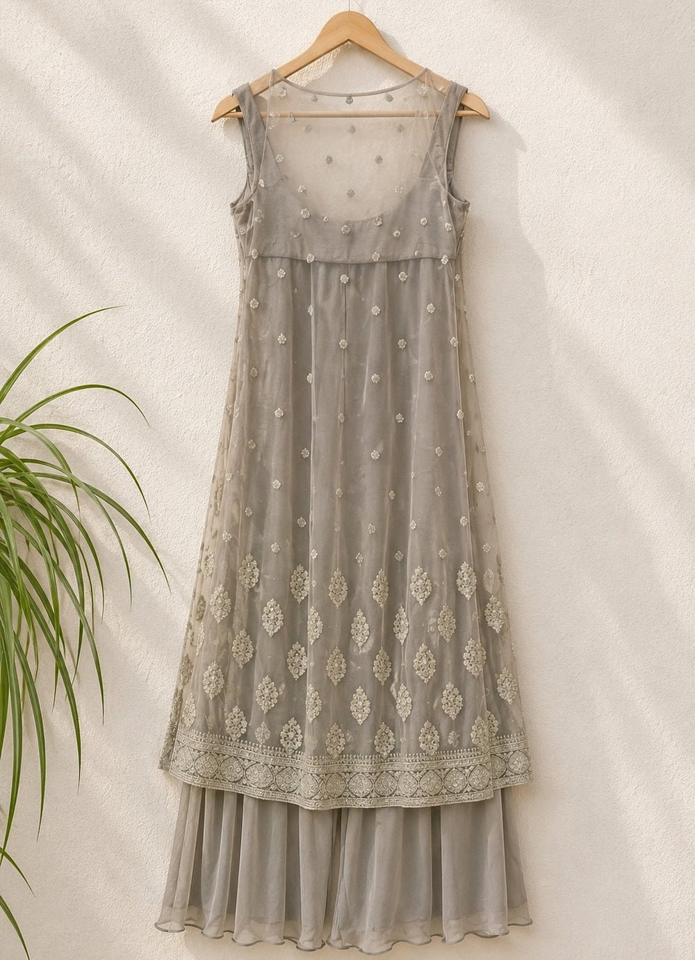 Grey Georgette Kurta Lehenga Set Anisha Shetty - Fabilicious Fashion