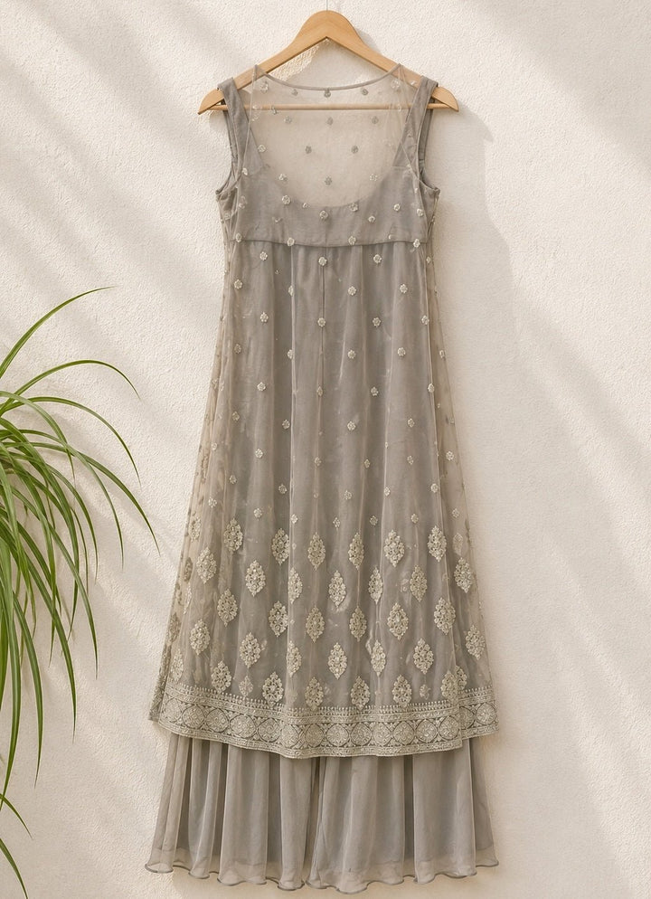 Grey Georgette Kurta Lehenga Set Anisha Shetty - Fabilicious Fashion