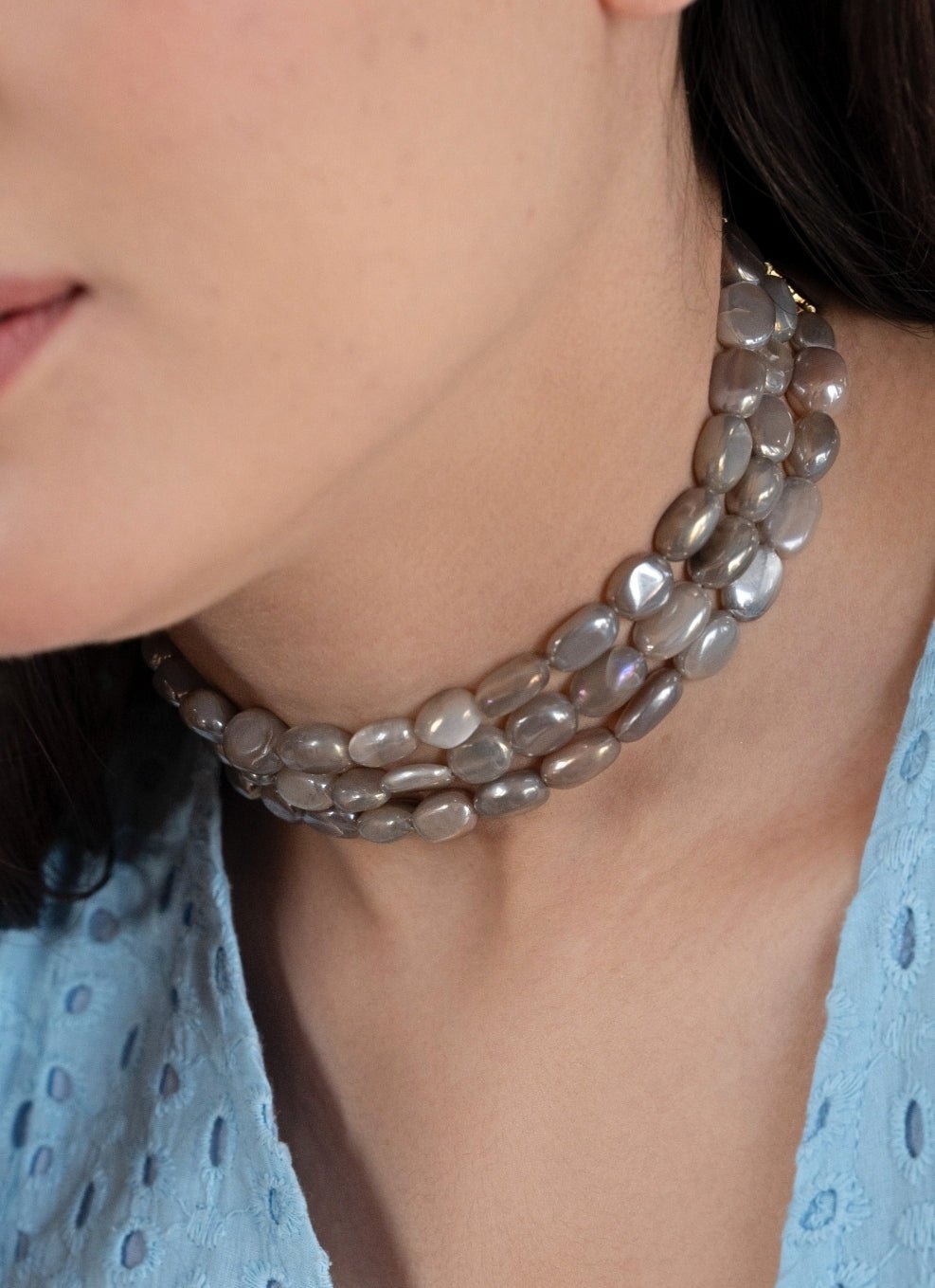 Do Taara Grey Moon Stone Choker NecklaceFabilicious Fashion